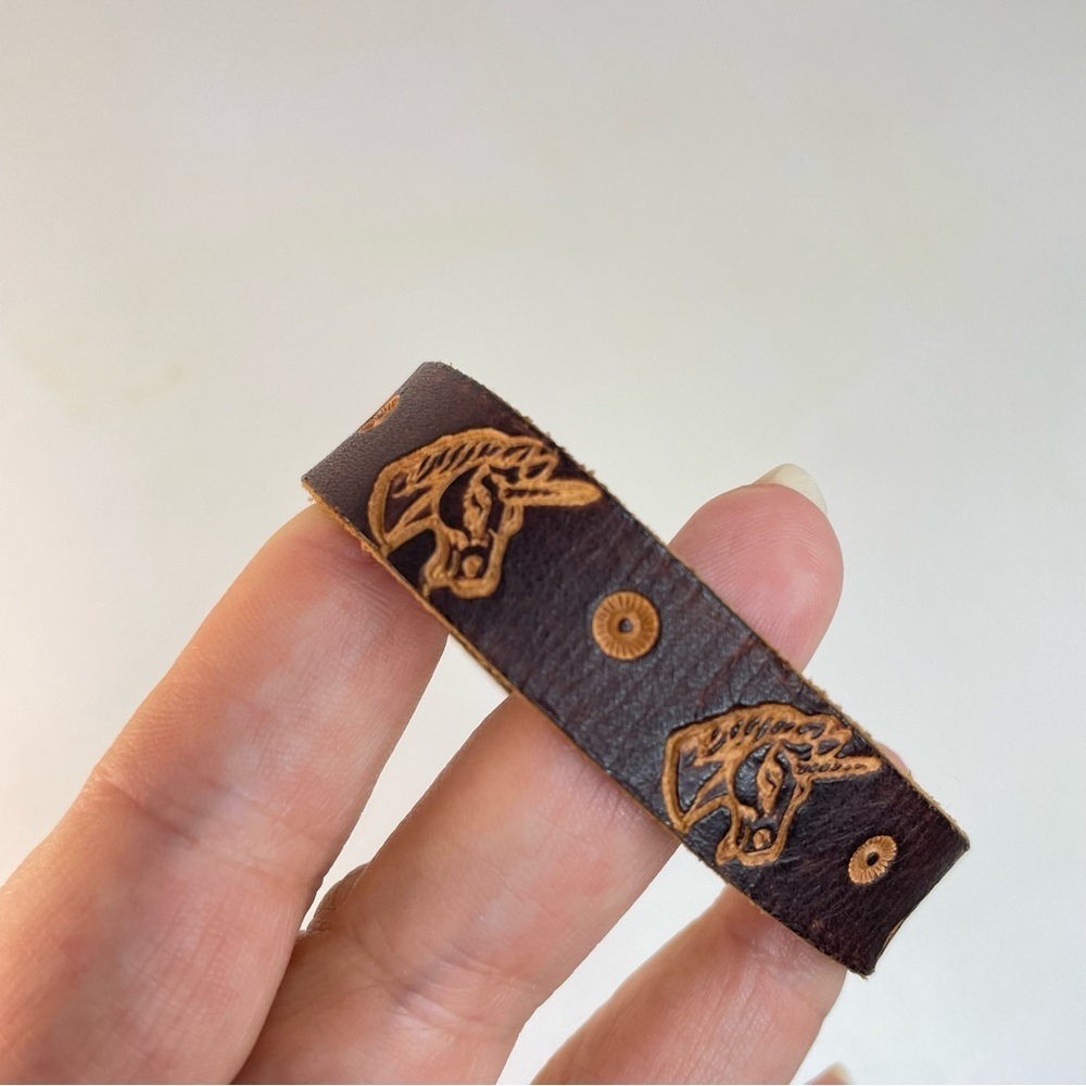 Leather Bracelet Band With Unicorn Design